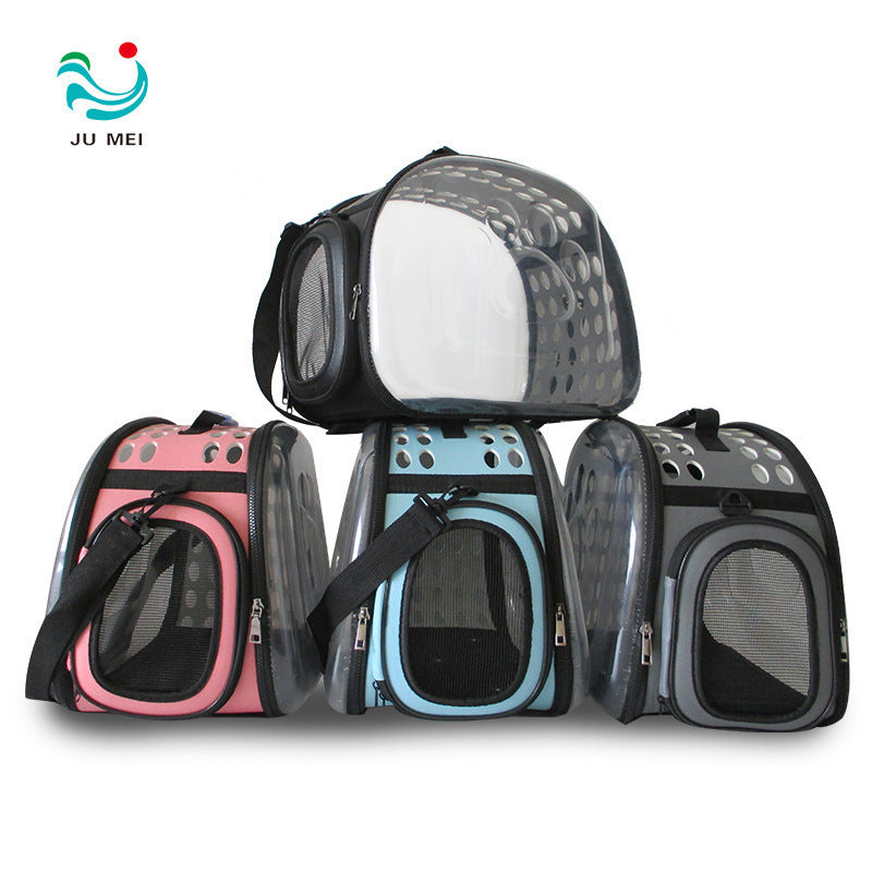 Foldable Transparent Pet Carrier — Breathable EVA Bag for Cats & Small Dogs
