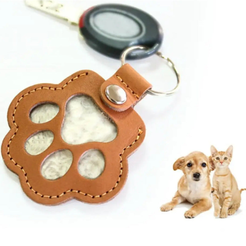Pet Paw Keychain — Keepsake Holder for Pet Hair / Fur, Memorial Gift
