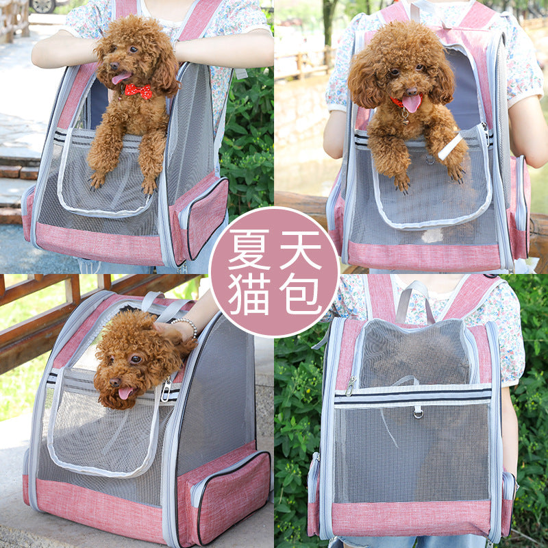 Foldable Pet Carrier Backpack — Breathable Oxford Bag for Cats & Small Dogs