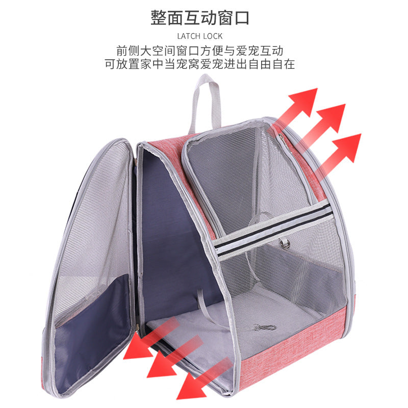 Foldable Pet Carrier Backpack — Breathable Oxford Bag for Cats & Small Dogs