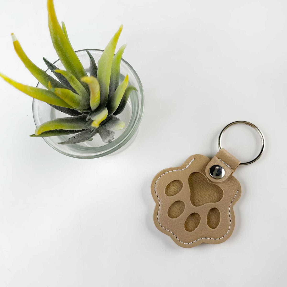 Pet Paw Keychain — Keepsake Holder for Pet Hair / Fur, Memorial Gift