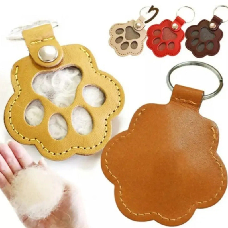 Pet Paw Keychain — Keepsake Holder for Pet Hair / Fur, Memorial Gift