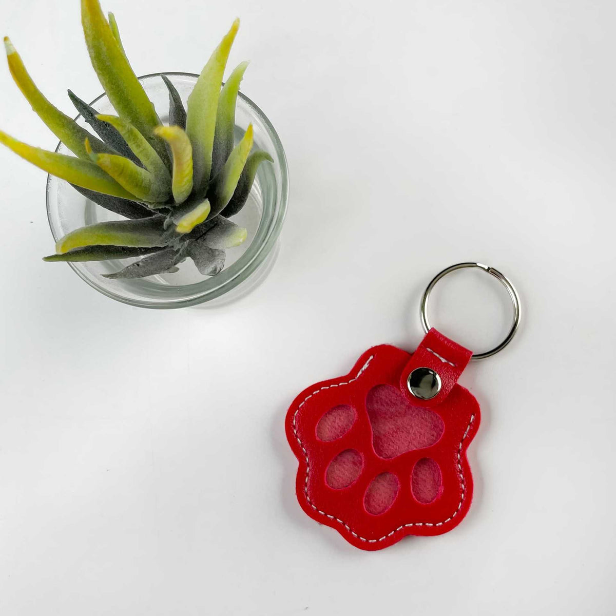Pet Paw Keychain — Keepsake Holder for Pet Hair / Fur, Memorial Gift