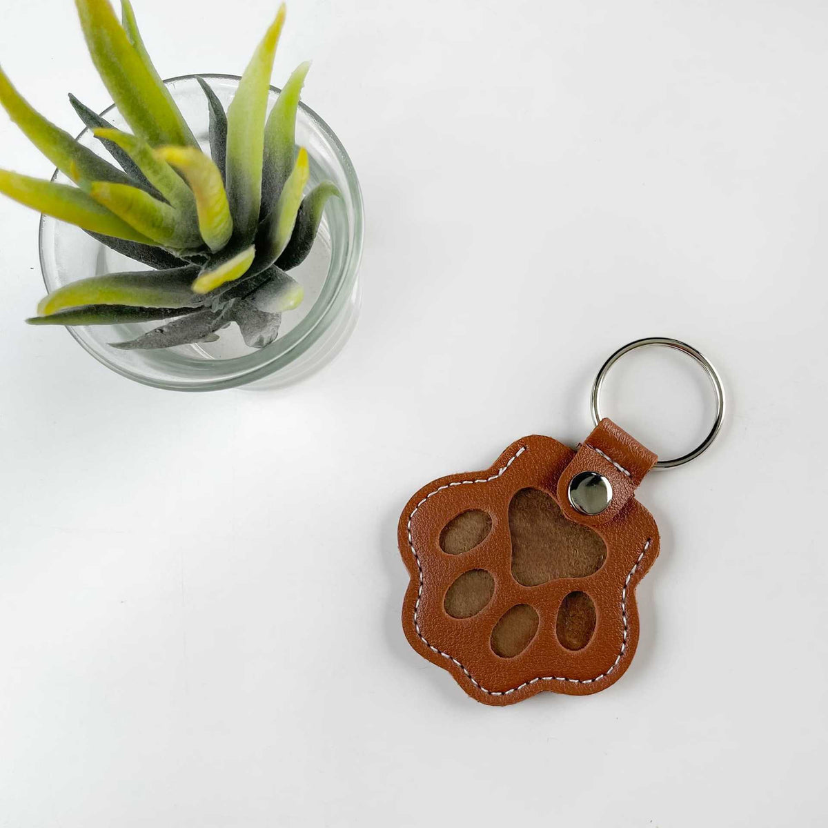 Pet Paw Keychain — Keepsake Holder for Pet Hair / Fur, Memorial Gift