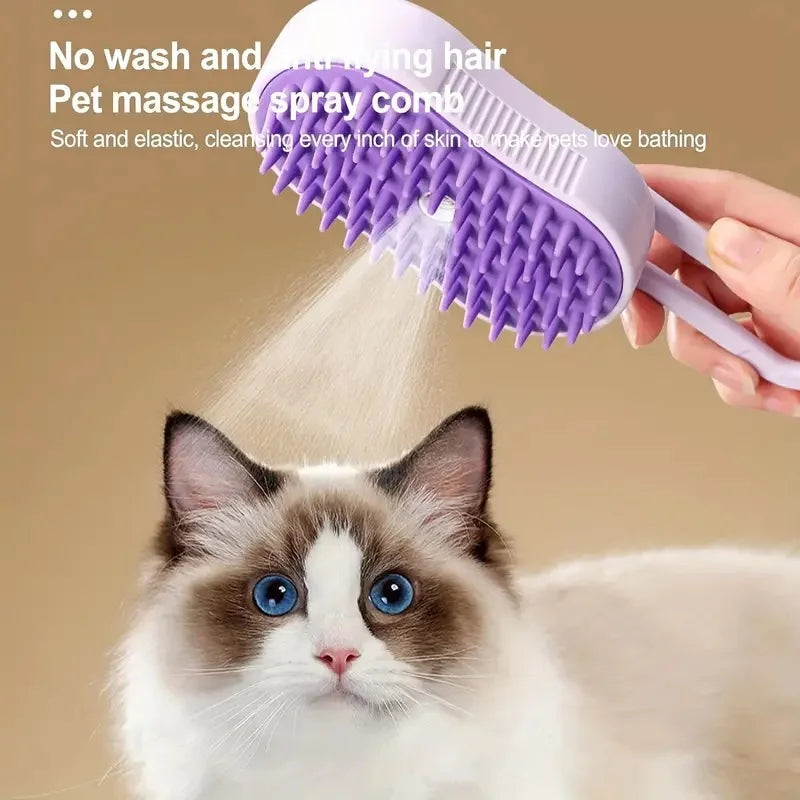 Electric Steam Pet Brush – Grooming Comb for Cats & Dogs