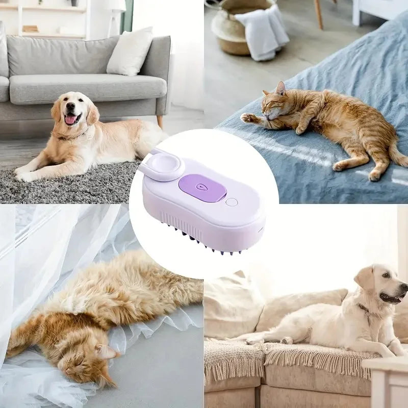 Electric Steam Pet Brush – Grooming Comb for Cats & Dogs