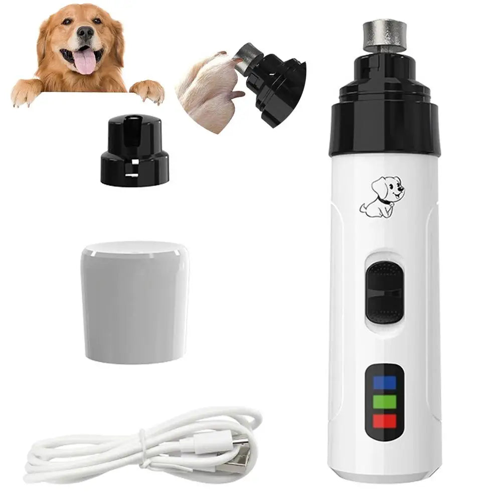 Electric Pet Nail Polisher — Rechargeable LED Clipper for Dogs & Cats