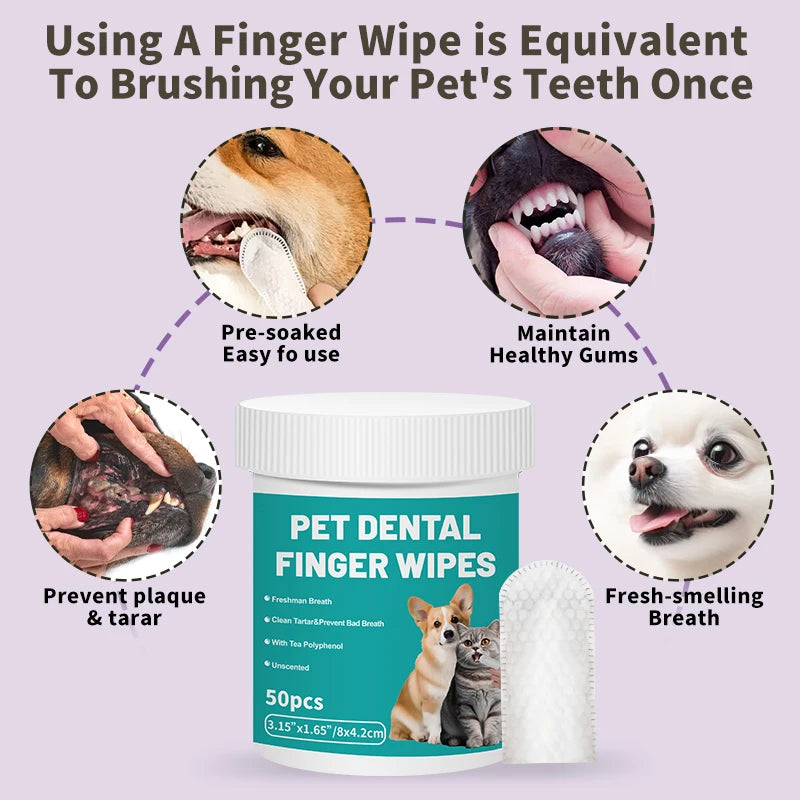 Pet Dental Finger Wipes – 50pcs