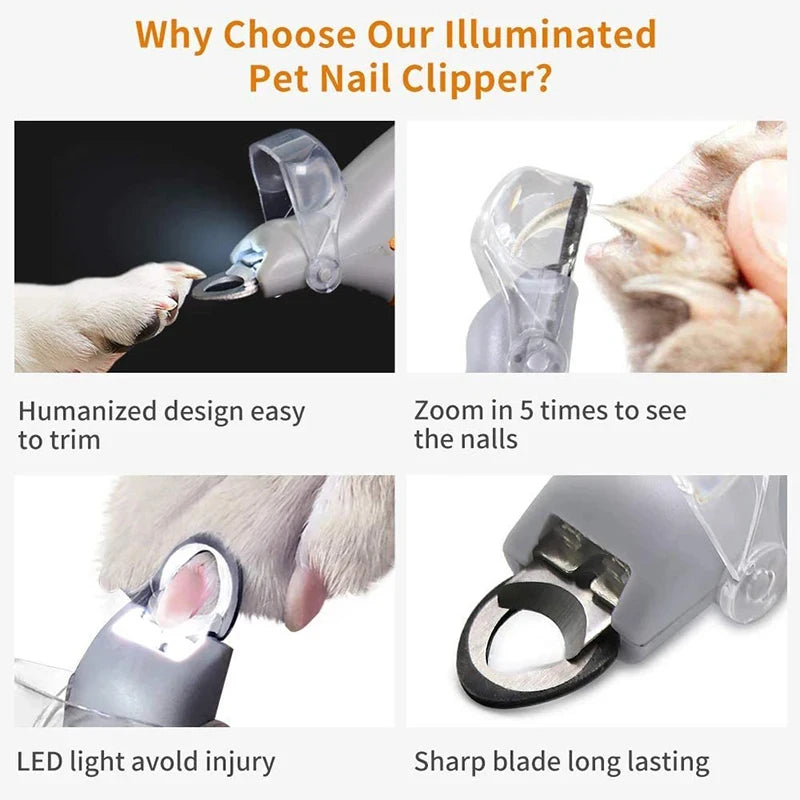 Pet Nail Clippers with LED Light — Professional for Dogs & Cats