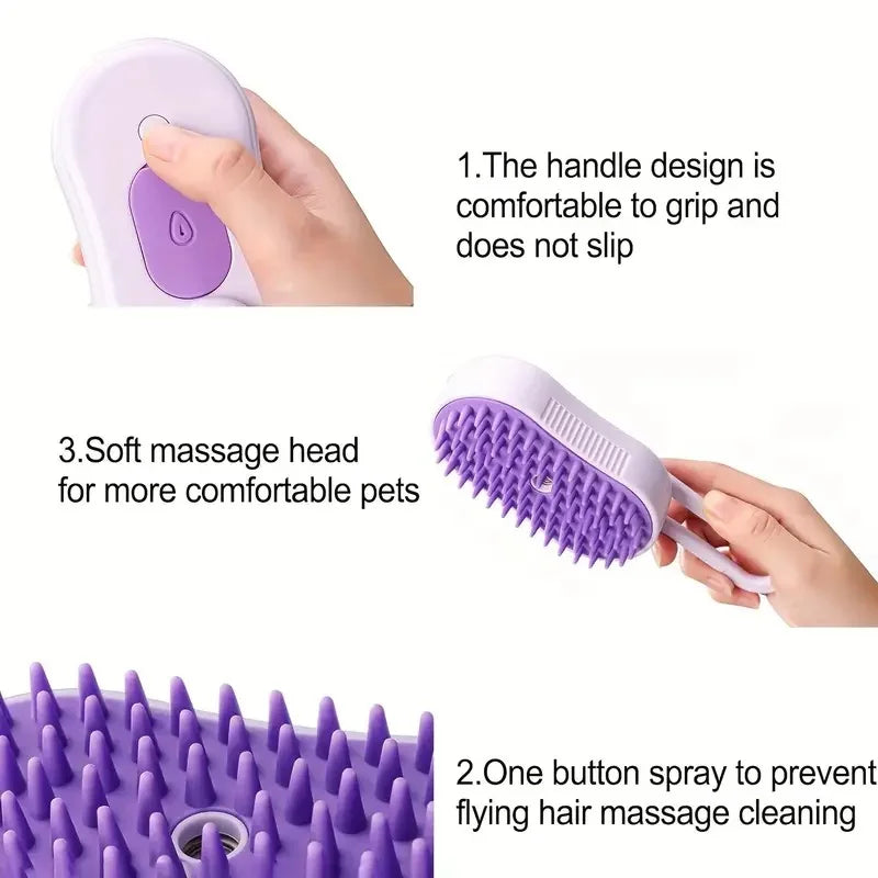 Electric Steam Pet Brush – Grooming Comb for Cats & Dogs