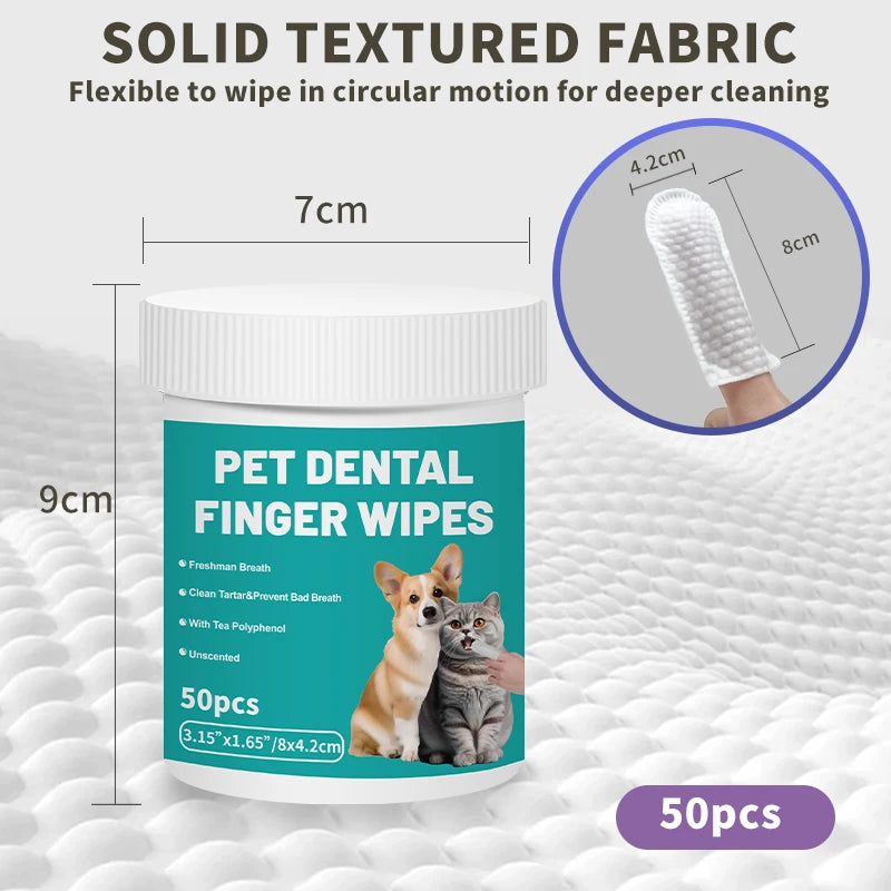 Pet Dental Finger Wipes – 50pcs