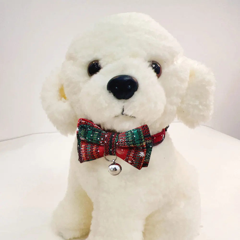 Christmas Tartan Bow Tie Collar with Bell — for Cats & Small Dogs | PetGoodsUK