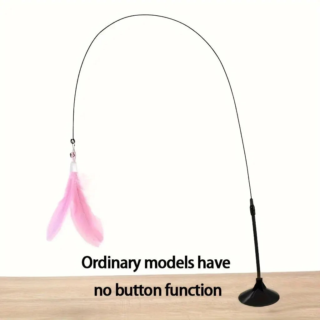 Interactive Cat Feather Wand — Suction Cup Toy with Bell, 85cm Long