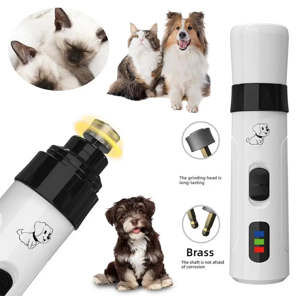 Electric Pet Nail Polisher — Rechargeable LED Clipper for Dogs & Cats