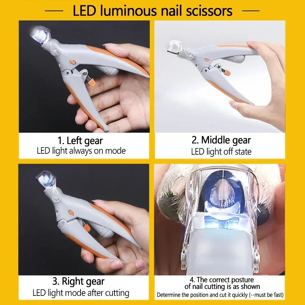 Pet Nail Clippers with LED Light — Professional for Dogs & Cats