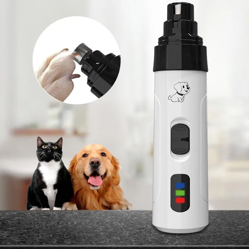 Electric Pet Nail Polisher — Rechargeable LED Clipper for Dogs & Cats