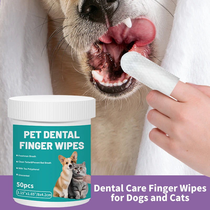 Pet Dental Finger Wipes – 50pcs