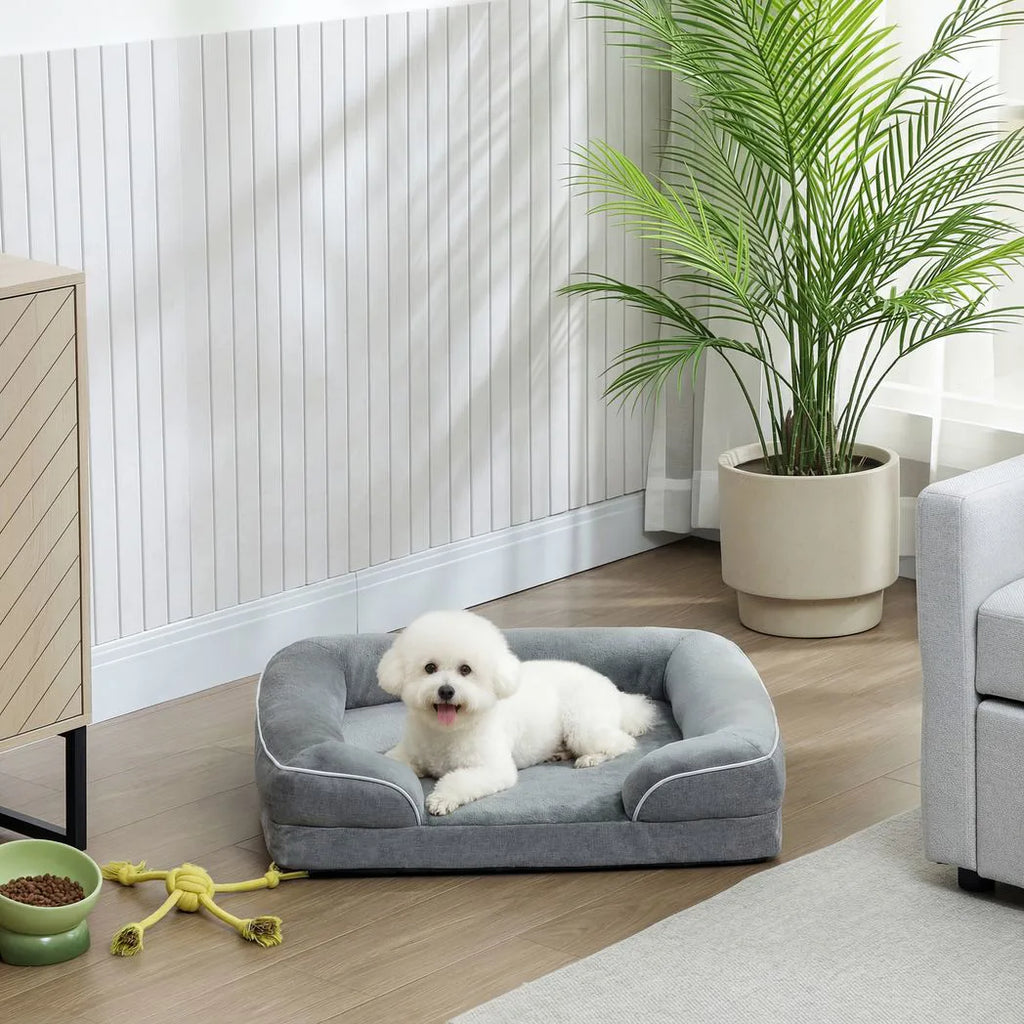 PawHut Dog Sofa Bed — Washable Orthopedic Pet Bed, Grey