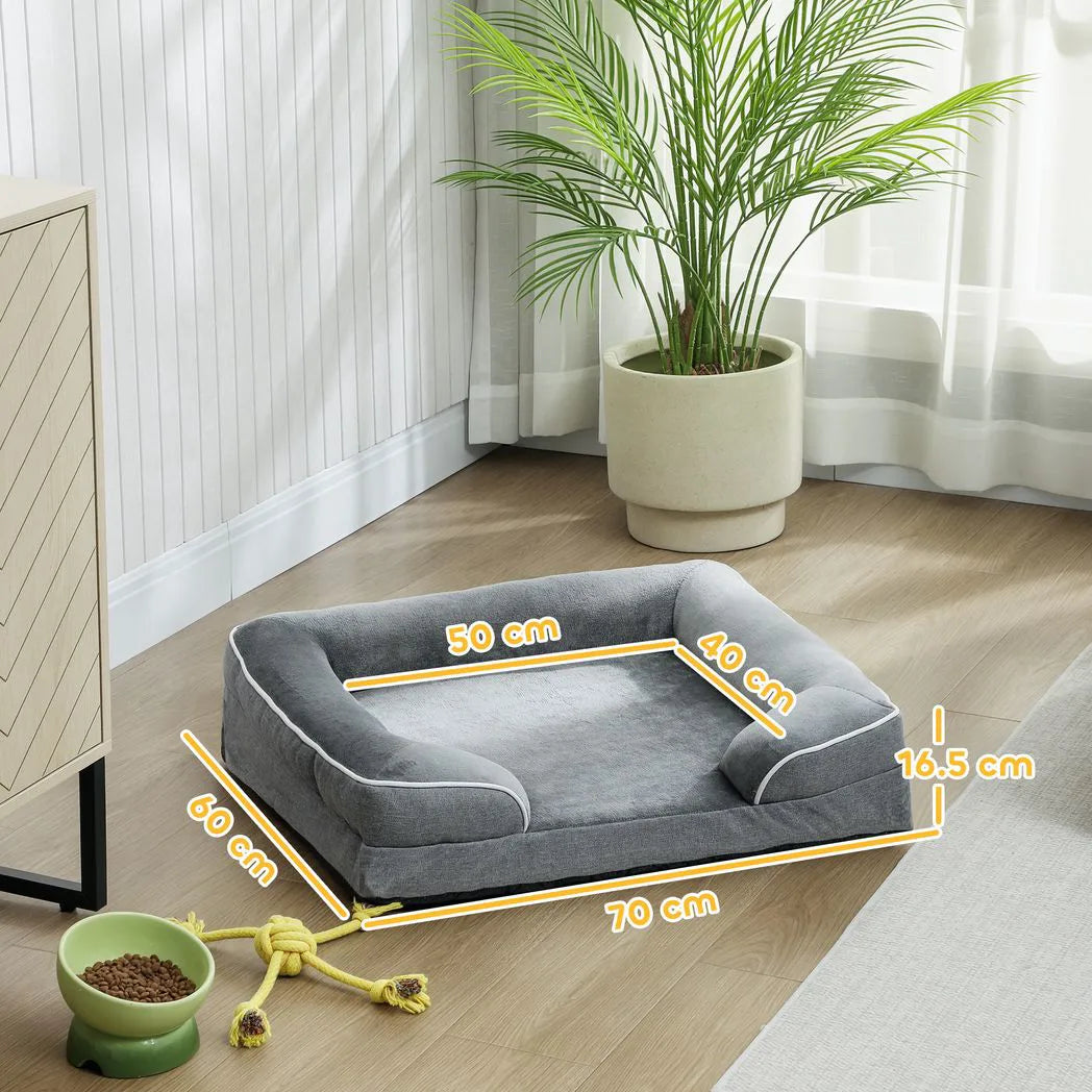 PawHut Dog Sofa Bed — Washable Orthopedic Pet Bed, Grey