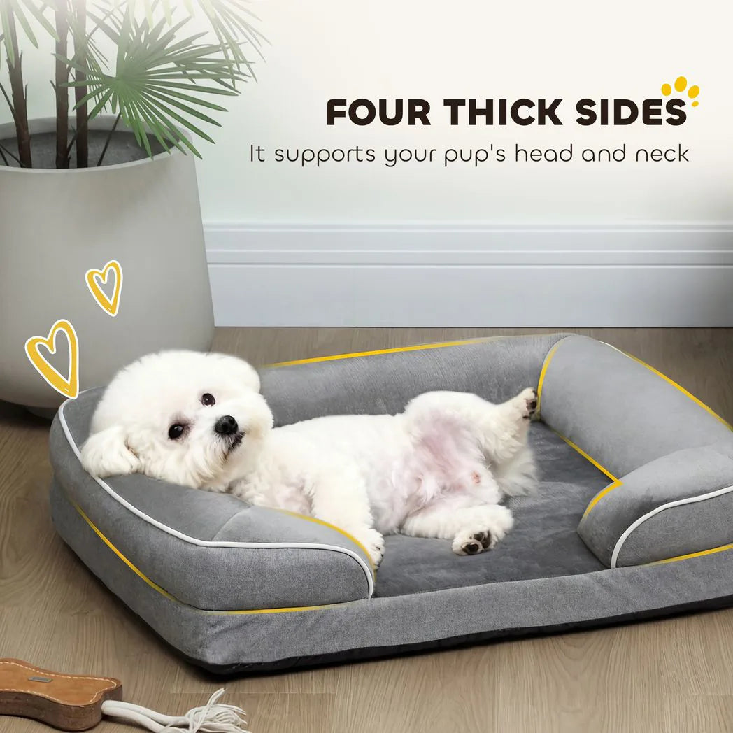 PawHut Dog Sofa Bed — Washable Orthopedic Pet Bed, Grey