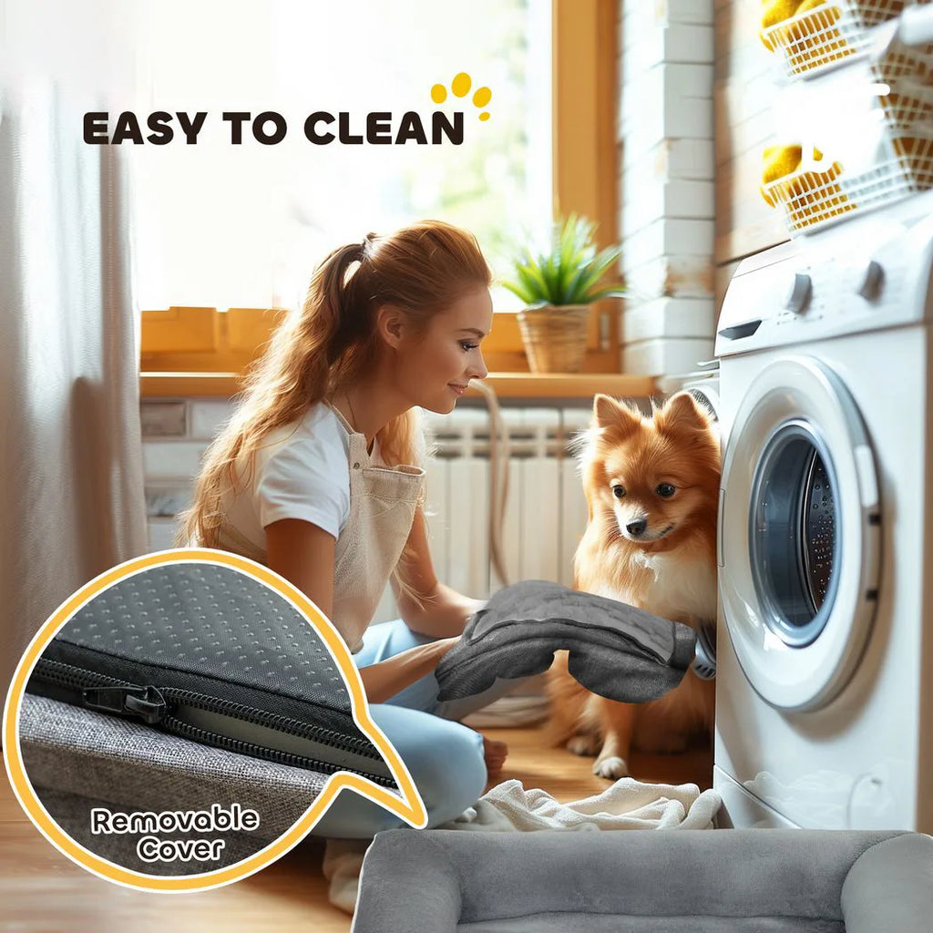 PawHut Dog Sofa Bed — Washable Orthopedic Pet Bed, Grey