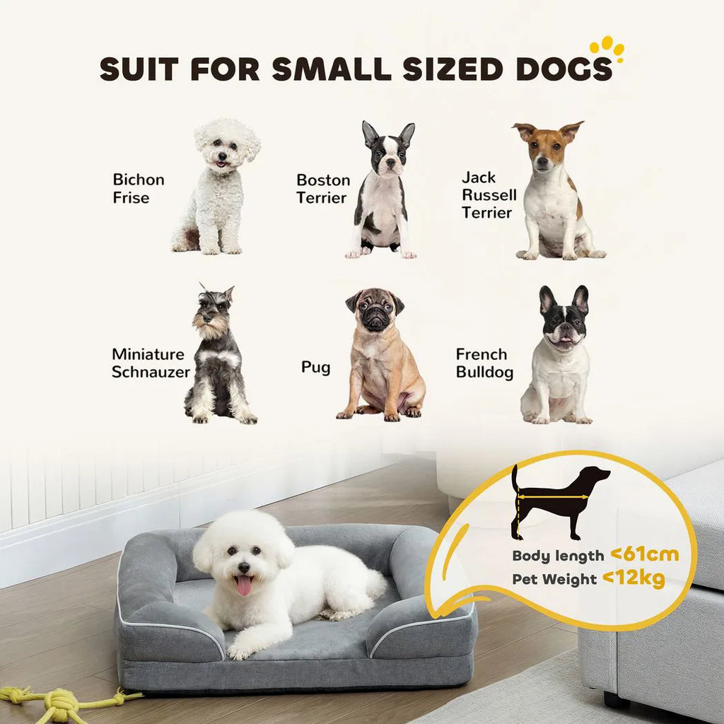 PawHut Dog Sofa Bed — Washable Orthopedic Pet Bed, Grey