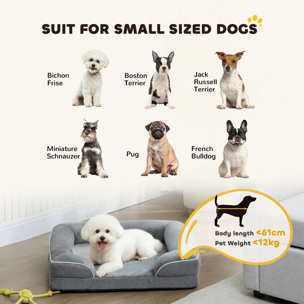 PawHut Dog Sofa Bed — Washable Orthopedic Pet Bed, Grey